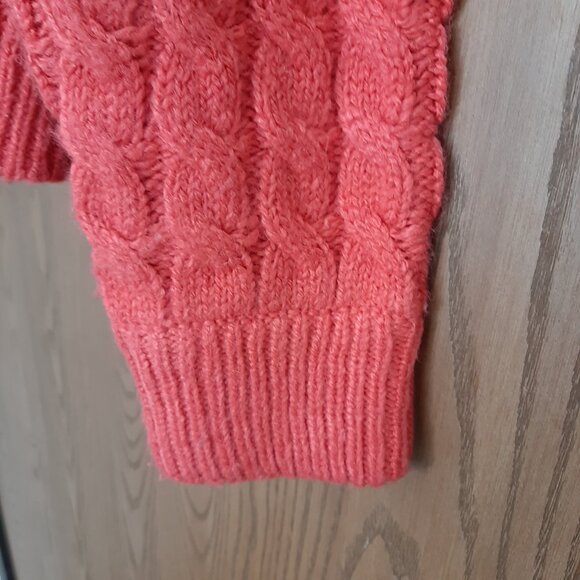 Sundance Hot Pink Floral Embroidered Cable Knit Cardigan Sweater Medium - Picture 5 of 8